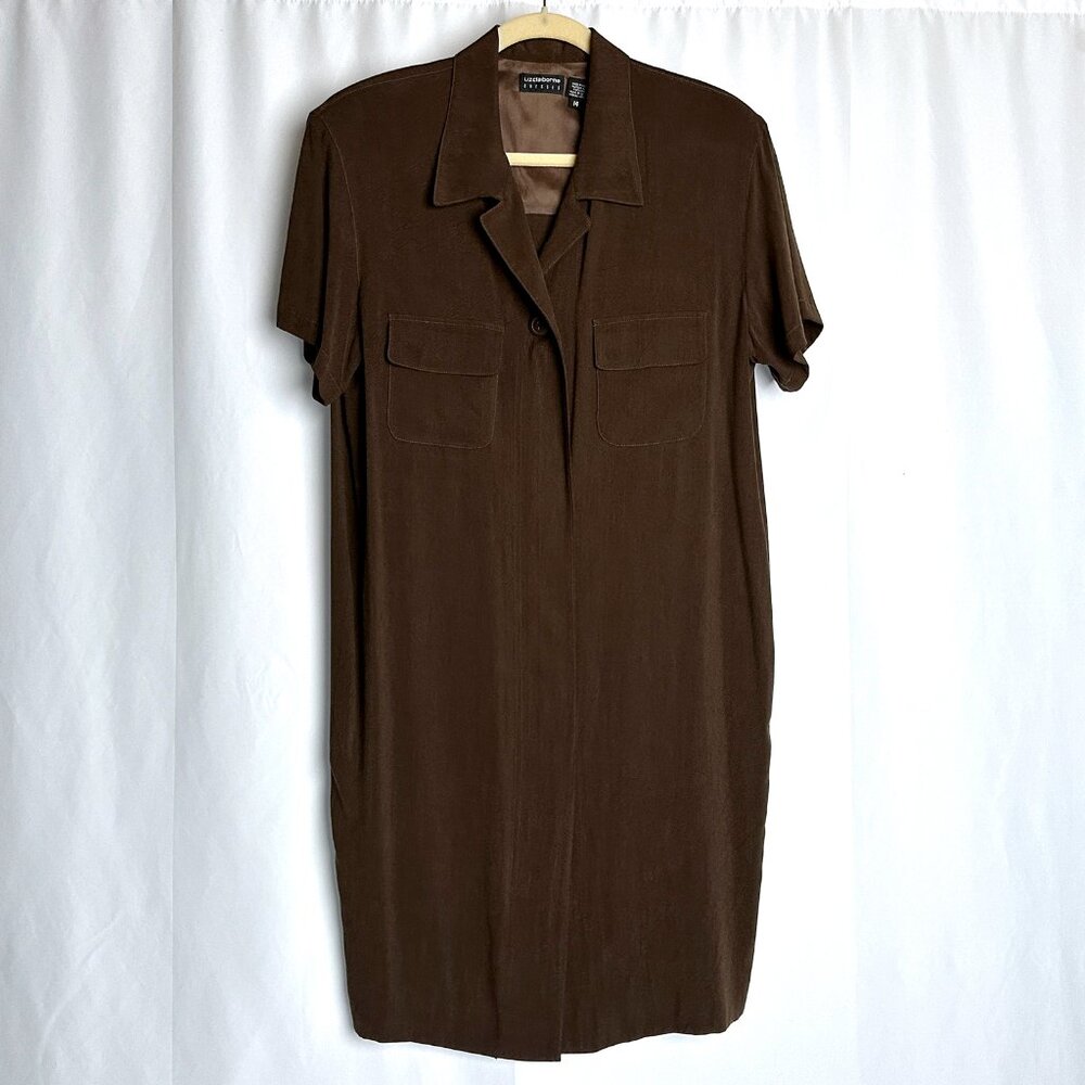 Liz Claiborne Brown Short Sleeve Shirt Dress